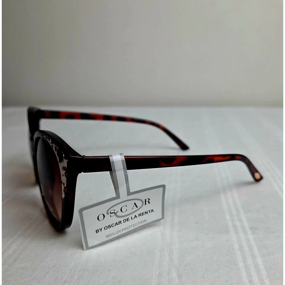 Oscar de la Renta Womens Tortoise Shell Oversized Sunglasses UV Protection Brown